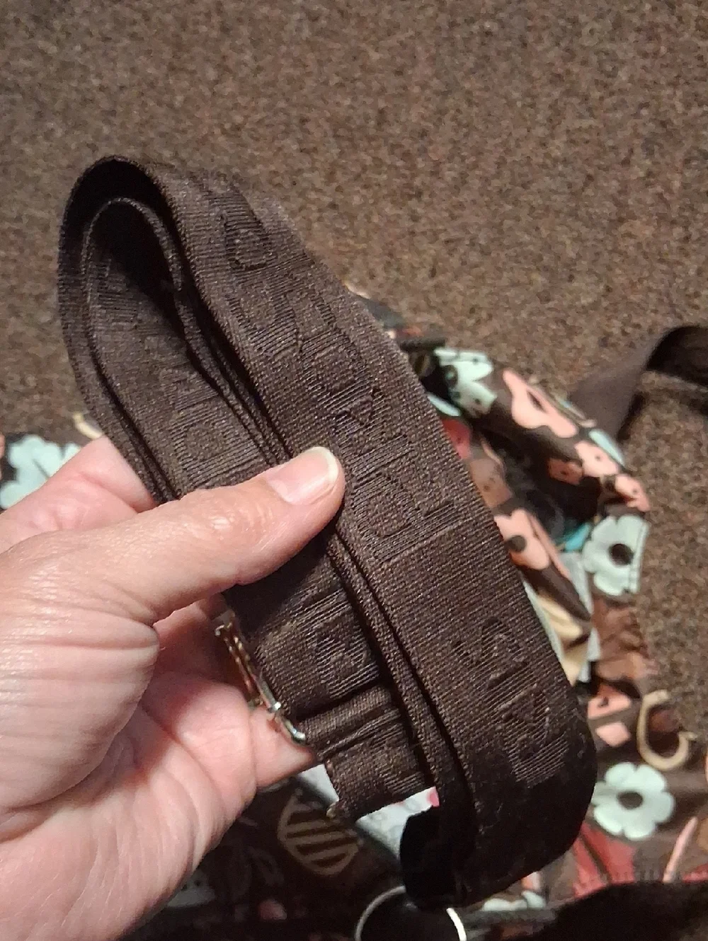 LeSportsac Brown Multicolored Floral Purse W/ Crossbody Strap